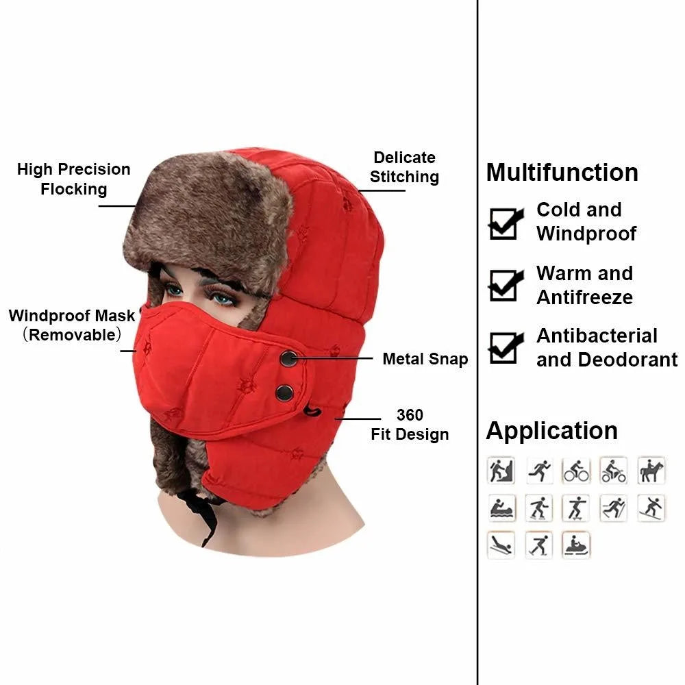 PolarShield™ Arctic Fleece Trapper Hat (Removable Mask)